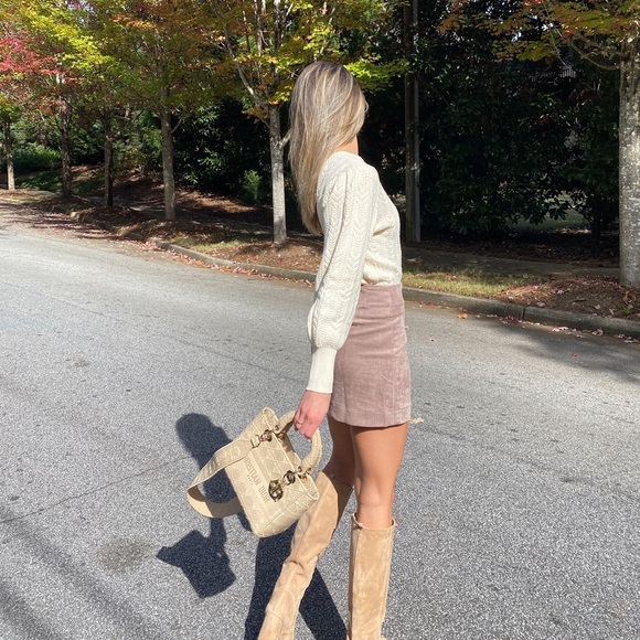 She and Sky Taupe Suede Skirt - Picture 3 of 7